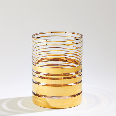 Global Views Shimmering Striped Vase - Hurricane - Gold - Sm