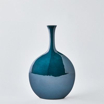 Global Views Silhouette Vase - Reactive Blue - Round