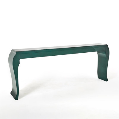 Global Views Sliced Cabriole Console - Green Lacquer