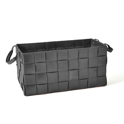 Global Views Soft Woven Leather Basket - Black - Lg