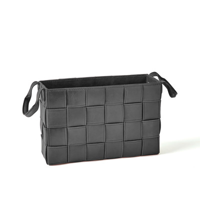 Global Views Soft Woven Leather Basket - Black - Sm