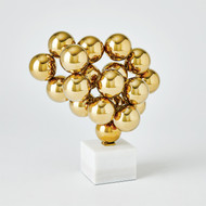 Global Views Sphere Sculpture - Brass w - White Marble