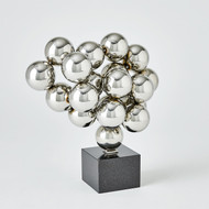Global Views Sphere Sculpture - Nickel w - Black Granite
