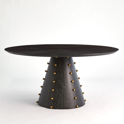 Global Views Spheres Dining Table - Ebony Cerused Oak - 60 Dia