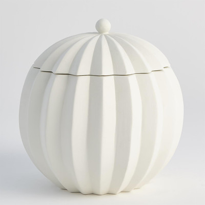 Global Views Spicchi Line Bowl w - Lid - Matte White - Lg