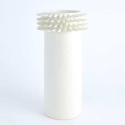 Global Views Spike Cylinder Vase - White - Lg