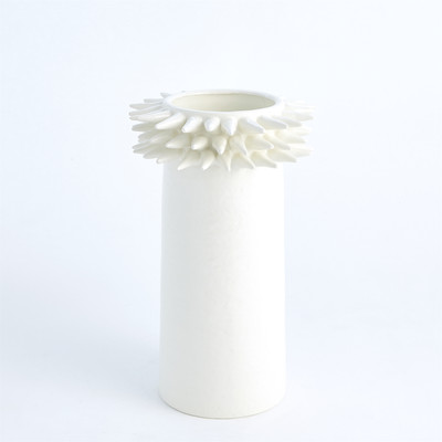 Global Views Spike Cylinder Vase - White - Sm