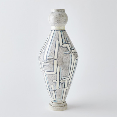 Global Views Spindle Vase - Grey - Blue Painted - Lg