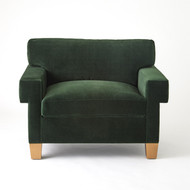 Global Views Square Arm Chair - Green Velvet