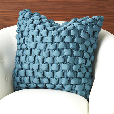 Global Views Square Ruche Pillow - Dusty Blue