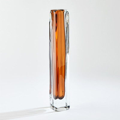 Global Views Square Tower Vase - Dark Amber