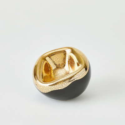 Global Views Squished Bowl - Gold Crackle - Sm