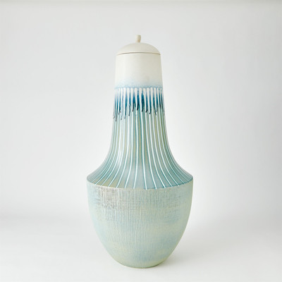 Global Views Striped Flair Urn - Lambs Ear