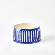 Global Views Striped Organic Pot - Cobalt