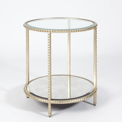 Global Views Stud End Table - Silver Leaf