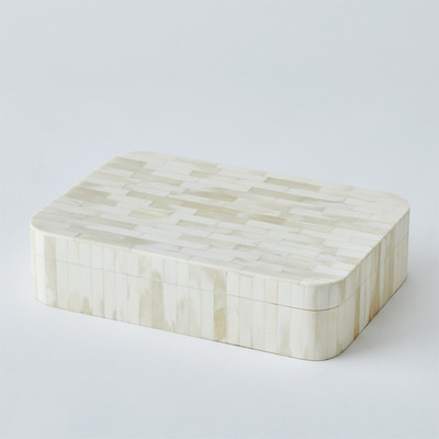 Global Views Super Ellipse Box - White Bone - Lg