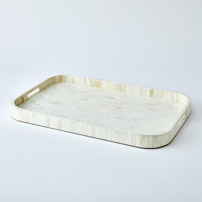 Global Views Super Ellipse Tray - White Bone