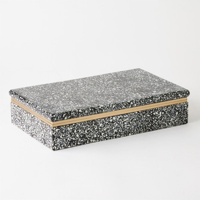 Global Views Terrazzo Box - Black - White - Lg