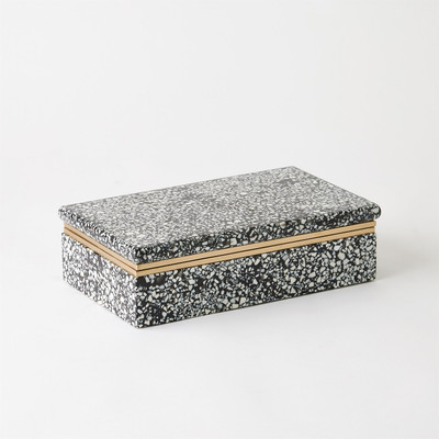 Global Views Terrazzo Box - Black - White - Med
