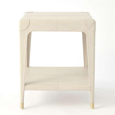 Global Views Tiburtina End Table - Mist Leather