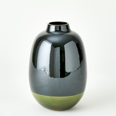 Global Views Tidal Vase - Dark Green - Short