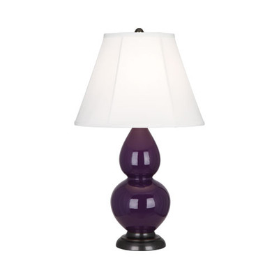 Small Double Gourd Table Lamp - Deep Patina Bronze - Amethyst
