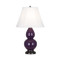 Small Double Gourd Table Lamp - Deep Patina Bronze - Amethyst