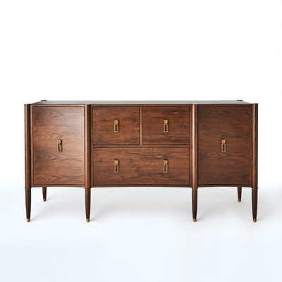 Global Views Triple Curve Cabinet - Walnut