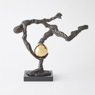 Global Views Tripped Up Sculpture - Bronze w - Brass Sphere