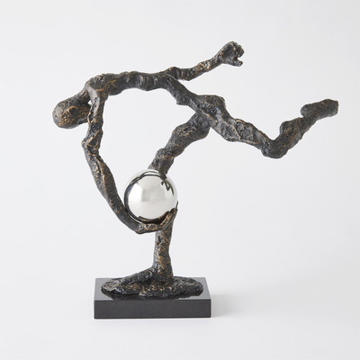 Global Views Tripped Up Sculpture - Bronze w - Nickel Sphere