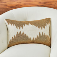 Global Views Tristan Pillow - Gold Seed Beads - Bone
