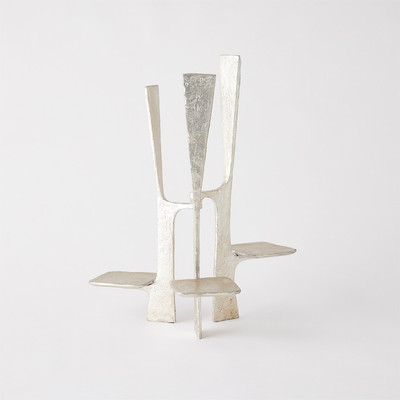 Global Views Triune Candleholder - Silver Leaf