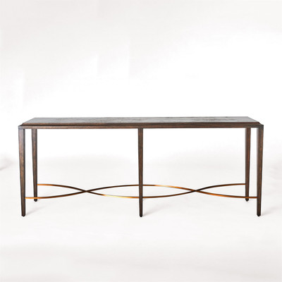 Global Views Twisted Rail Console - Okume - Brass