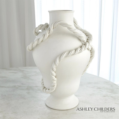 Global Views Twisted Vine Vase - Matte White