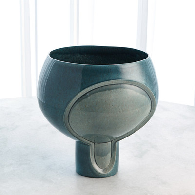Global Views Two Tone Pod Vase - Azure - Squat