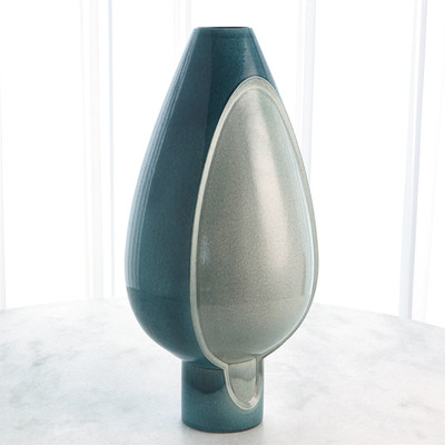 Global Views Two Tone Pod Vase - Azure - Tall