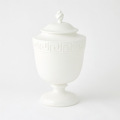 Global Views Villa Greek Key Urn - Matte White