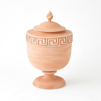 Global Views Villa Greek Key Urn - Terracotta