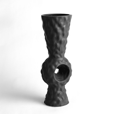 Global Views Volcanic Center Ring Vase - Black Volcano