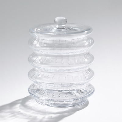 Global Views Wave Canister - Clear Seeded - Lg
