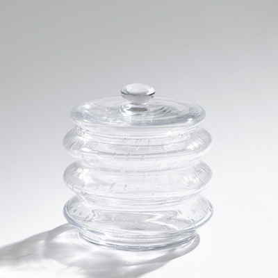 Global Views Wave Canister - Clear Seeded - Sm
