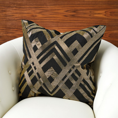 Global Views Woven Lines Pillow - Black Gold