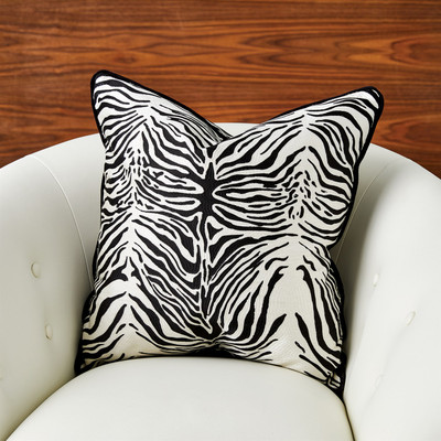 Global Views Zebra Pillow - White Black
