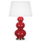 Triple Gourd Table Lamp - Antique Silver - Ruby Red