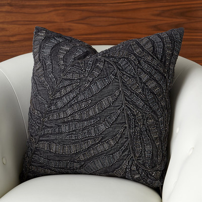 Studio A Beaded Palm Leaf Pillow - Indigo