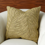 Studio A Beaded Palm Leaf Pillow - Khaki
