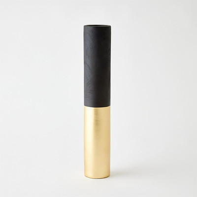 Studio A Collins Vase - Matte Black - Gold Metallic - Lg