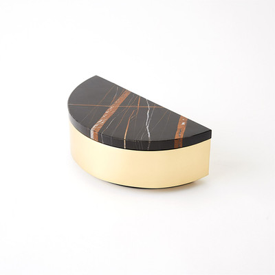 Studio A Cosmopolitan Crescent Box - Polished Brass - Black Marble