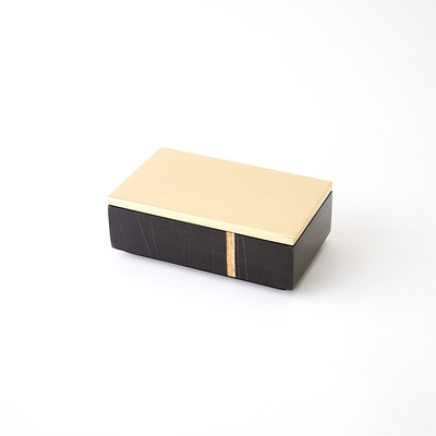 Studio A Cosmopolitan Rectangle Box - Polished Brass - Black Marble