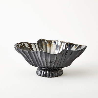 Studio A Folha Footed Bowl - Black - Metallic